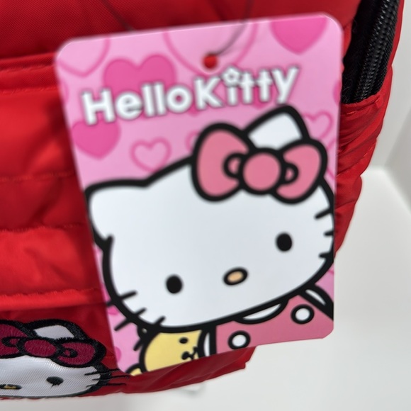 Hello Kitty Quilted Red Mini Backpack Embroidered Bag Zipper Charm Y2K - Picture 7 of 16